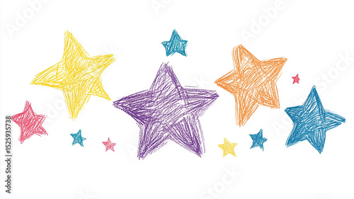 A Simple Children's Drawing Of Stars in the white