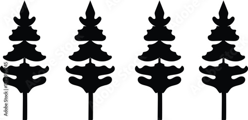 Silhouettes of people celebrating Christmas near a decorated tree in winter