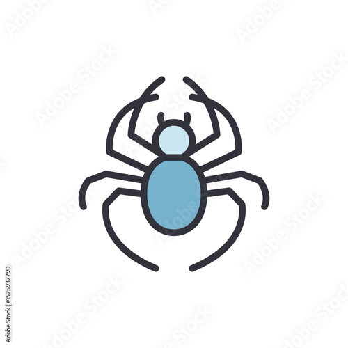 Cute Cartoon Spider With Blue Color On A Transparent Background
