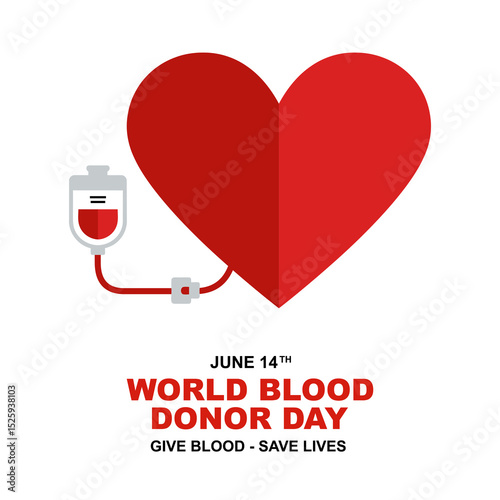 Red Heart and Blood Bag Vector World Blood Donor Day