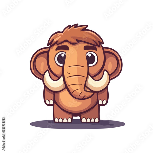Woolly Mammoth vector 2D flat illustration, isolated on a white background.