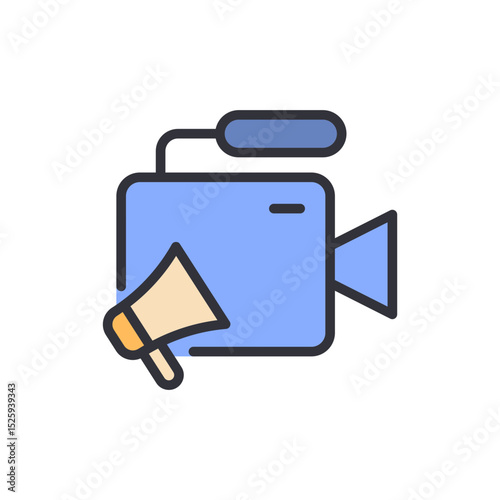 Video Marketing Campaign With Camera And Megaphone On Transparent