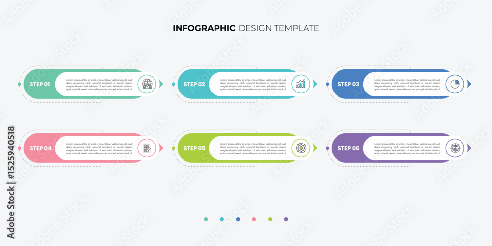 Obraz premium 6 process infographic arrows design template. Planning, Marketing, Strategy and Business presentation.