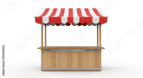 Rustic Wooden Food stall with Red and White Canopy