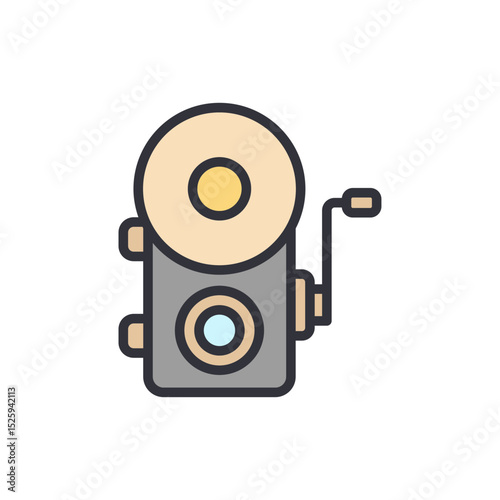 Vintage Manual Siren In Beige And Gray Colors Isolated On Transparent