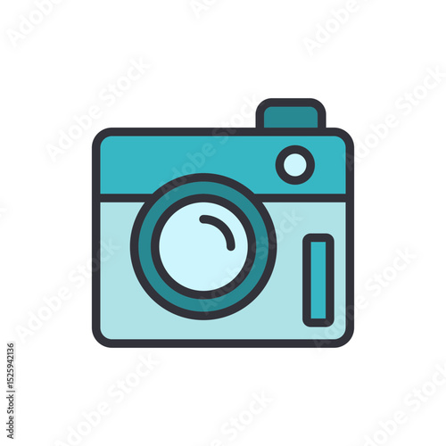 Stylized Teal Camera With Soft Edges For Photography Enthusiasts