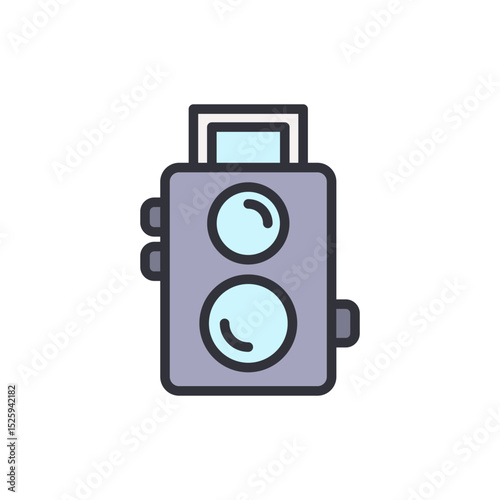 Vintage Twin Lens Reflex Camera Icon With Transparent Background