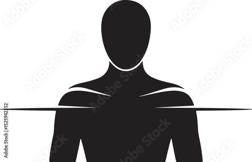 Man Silhouette Profile Picture Placeholder, Masculine Silhouette of Athletic Man – Strong Male Figure Illustration