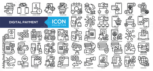 Digital Payment Line Icon Collection
