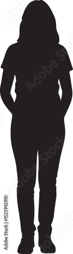 Minimal Black Silhouette of Standing Figure on White Background Representing Simplicity, Contrast, and Graphic Design