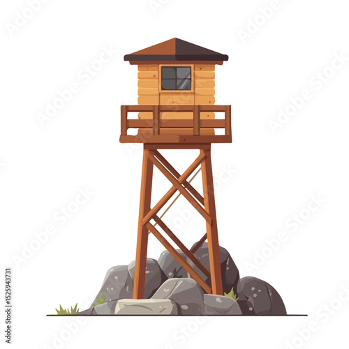 Watchtowers illustration vector 2D flat, isolated on a white background.