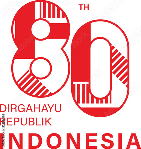 Independence day of indonesia 80th logo concept