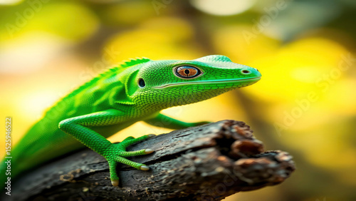 green lizard on a branch