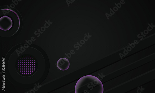 Black template wallpaper background with gradient purple shining light effect graphic