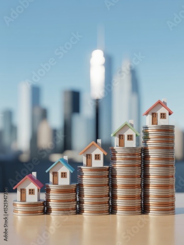 Rising house prices cityscape real estate investment growth