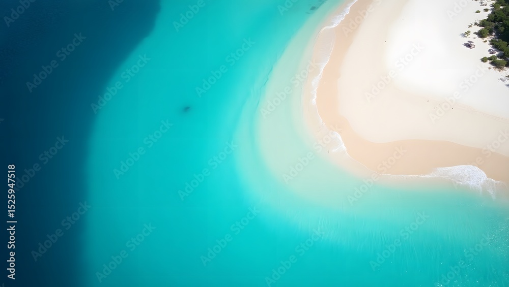Obraz premium Top-Down Aerial View of Tropical Beach with Turquoise Waves and Lush Green Forest