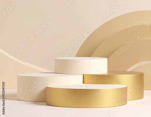 Beige and gold geometric podiums