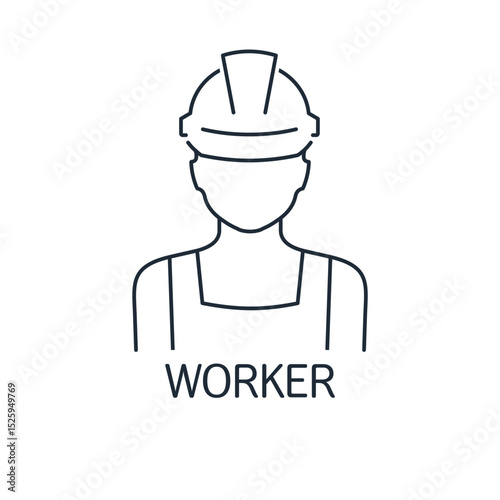 A man in uniform. Facilities worker. Vector linear icon, illustration isolated on white background.