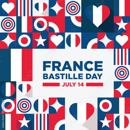 France Bastille day vector banner. Poster For The French National Day