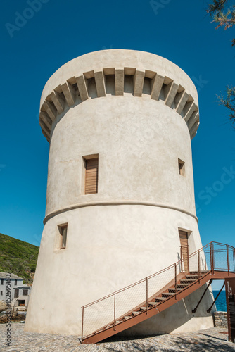 The recently renovated Tour de Tollare is a Genoise tower that stands on the northern tip of Cap Corse on the Mediterranean island of Corsica