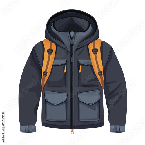 Travel Jacket vector 2D flat illustration, isolated on a white background.