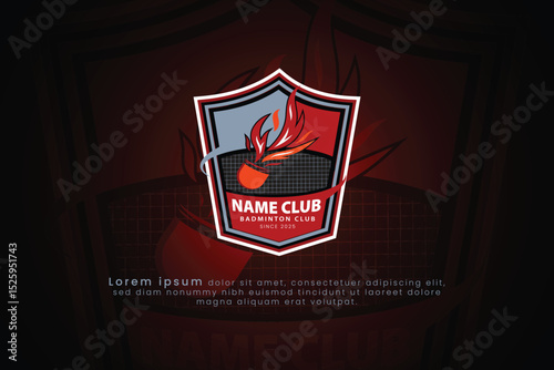 Fire shuttlecock logo vector, badminton club