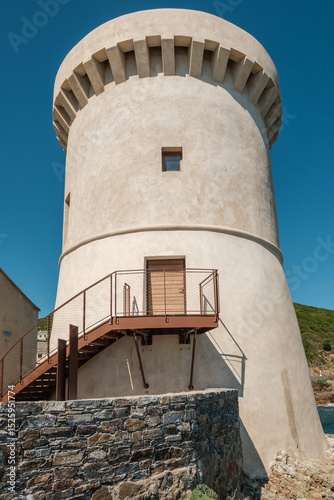 The recently renovated Tour de Tollare is a Genoise tower that stands on the northern tip of Cap Corse on the Mediterranean island of Corsica