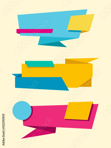 Vibrant abstract banners in geometric style, ideal for social media, ads, websites, or announcements. Fully editable for various purposes.