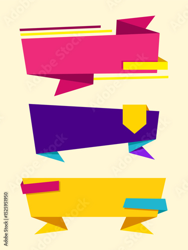Vibrant abstract banners in geometric style, ideal for social media, ads, websites, or announcements. Fully editable for various purposes.