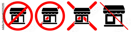 No store sign vector, perfect for indicating closed businesses, out-of-stock items, or online-only commerce. Ideal for retail, e-commerce, and warning graphics.