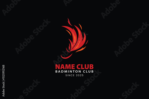 Fire shuttlecock logo vector, badminton club