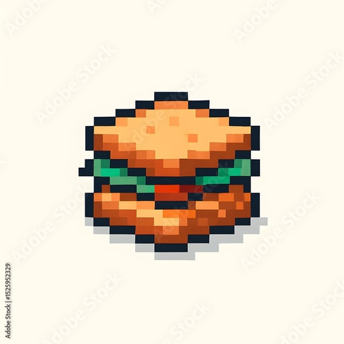 Pixel Art Sandwich on White Background
