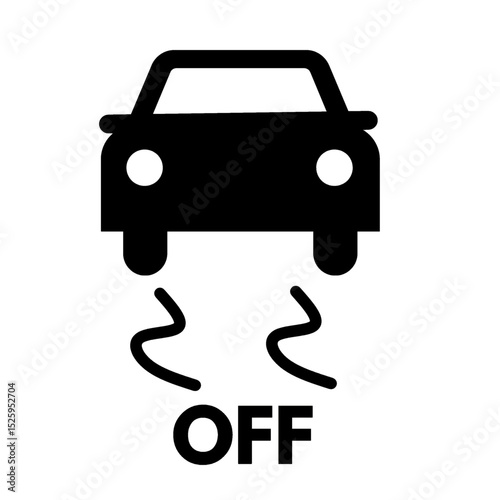Traction control off warning light control system indicator light black silhouette.eps