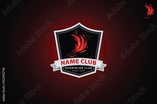 Fire shuttlecock logo vector, badminton club