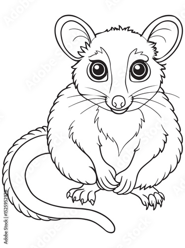 BrushTail Possum Cartoon Coloring Page Printable Cute Animal Illustration