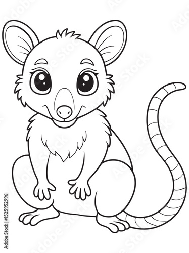 Brush Tailed Possum Coloring Page Adorable Animal Illustration For Children photo