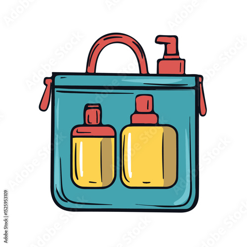 Toiletry Bag illustration vector 2D flat, isolated on a white background.