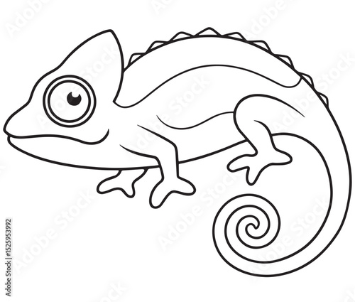 Chameleon Cartoon Drawing Educational Coloring Page For Kids
