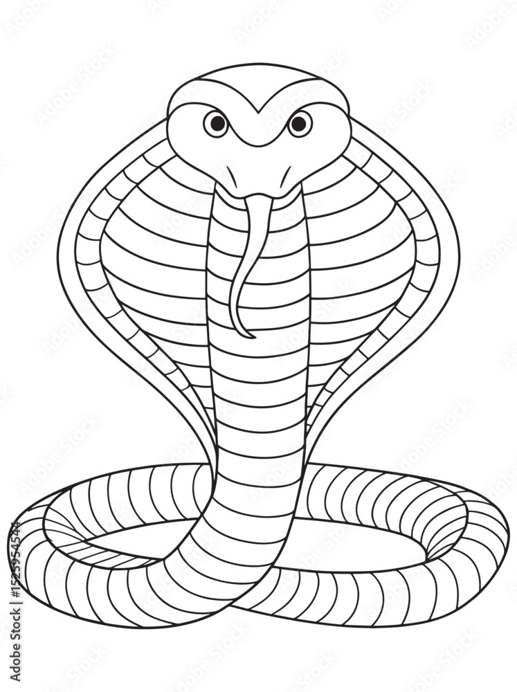 Fototapeta premium a black and white drawing of a snake coiled up with its head raised