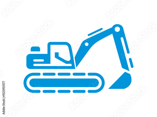 Excavator Silhouette Vector, Construction Machinery Symbol