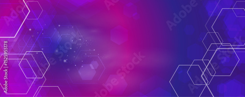 Hexagon shape element with solf light blue background