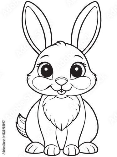 Eastern Cottontail Coloring Page Cute Cartoon Animal Illustration