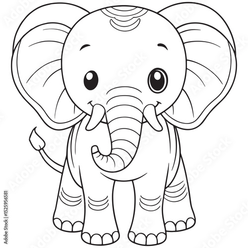 Baby Elephant Coloring Page Cute Wildlife Animal Illustration For Kids