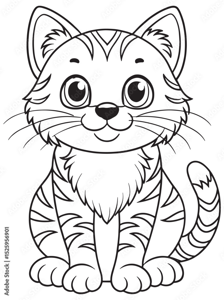 Obraz premium a cute cartoon tabby cat sitting down