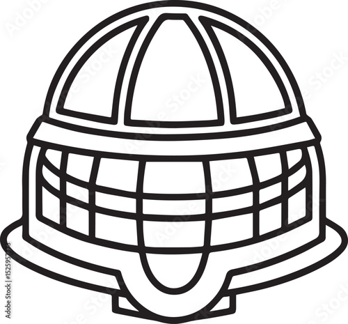 Helmet cage outline vector illustration, line art