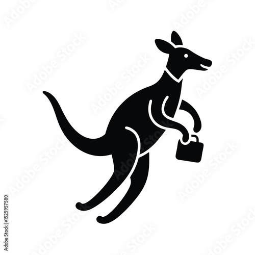 Kangaroo with Briefcase Business Animal Icon
