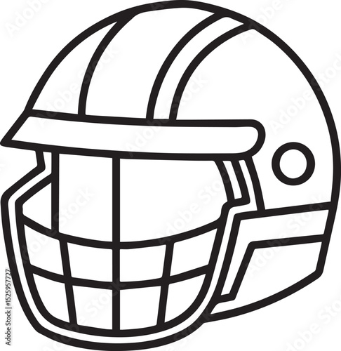 Helmet cage outline vector illustration, line art