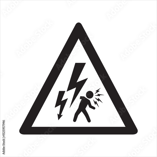 Yellow triangle caution symbol with high voltage danger warning sign