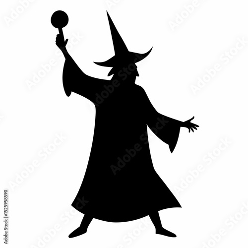 halloween witch with a broom