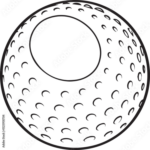  Golf ball outline vector illustration, line art